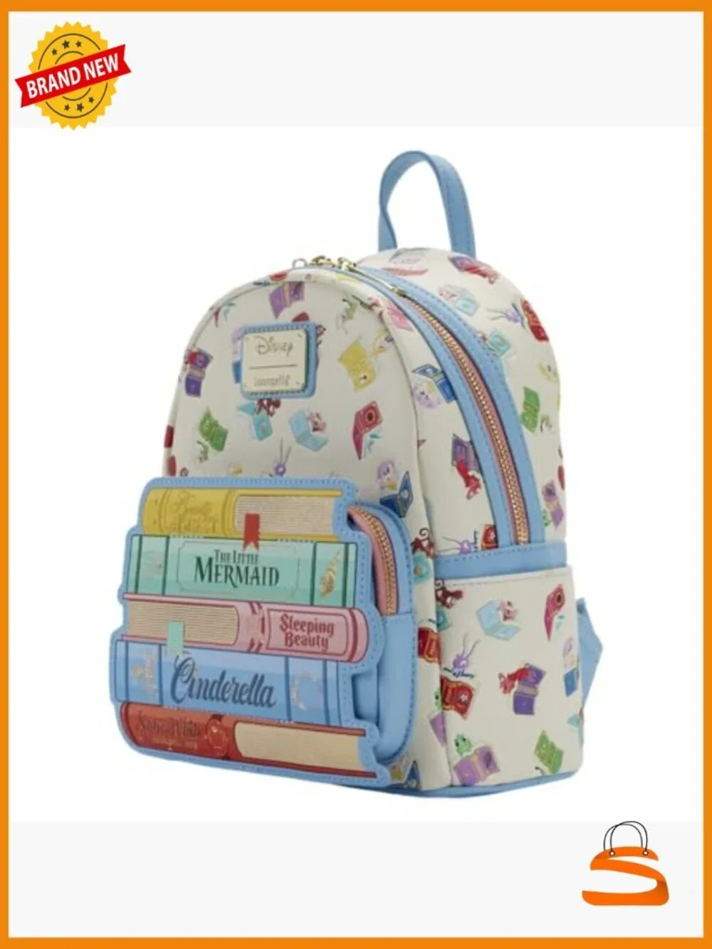Loungefly Disney Princess Books Mini Backpack Shoulder Bag Purse Faux Leather